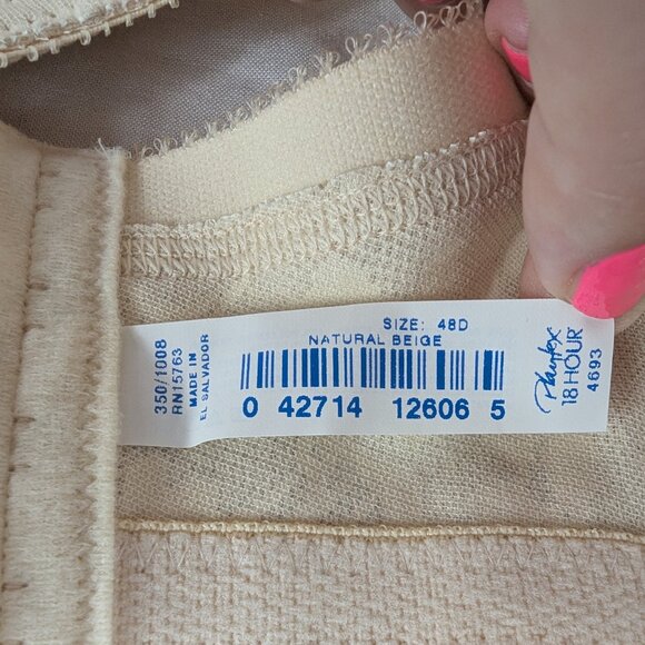 Playtex 18 Hour Bra Style 4693 Ultimate Shoulder Comfort Wire Free Beige 48D NEW - Picture 3 of 8